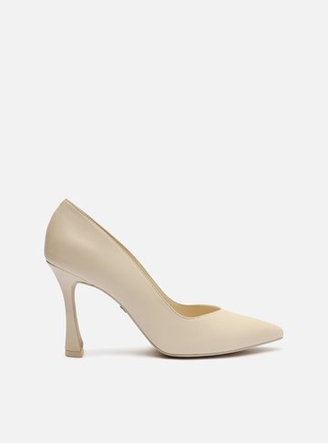 Scarpin Off-White Couro Salto Fino Uptown