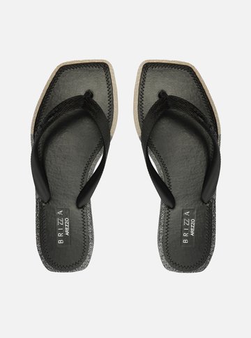 Chinelo de Dedo Preto Glitter Square Brizza