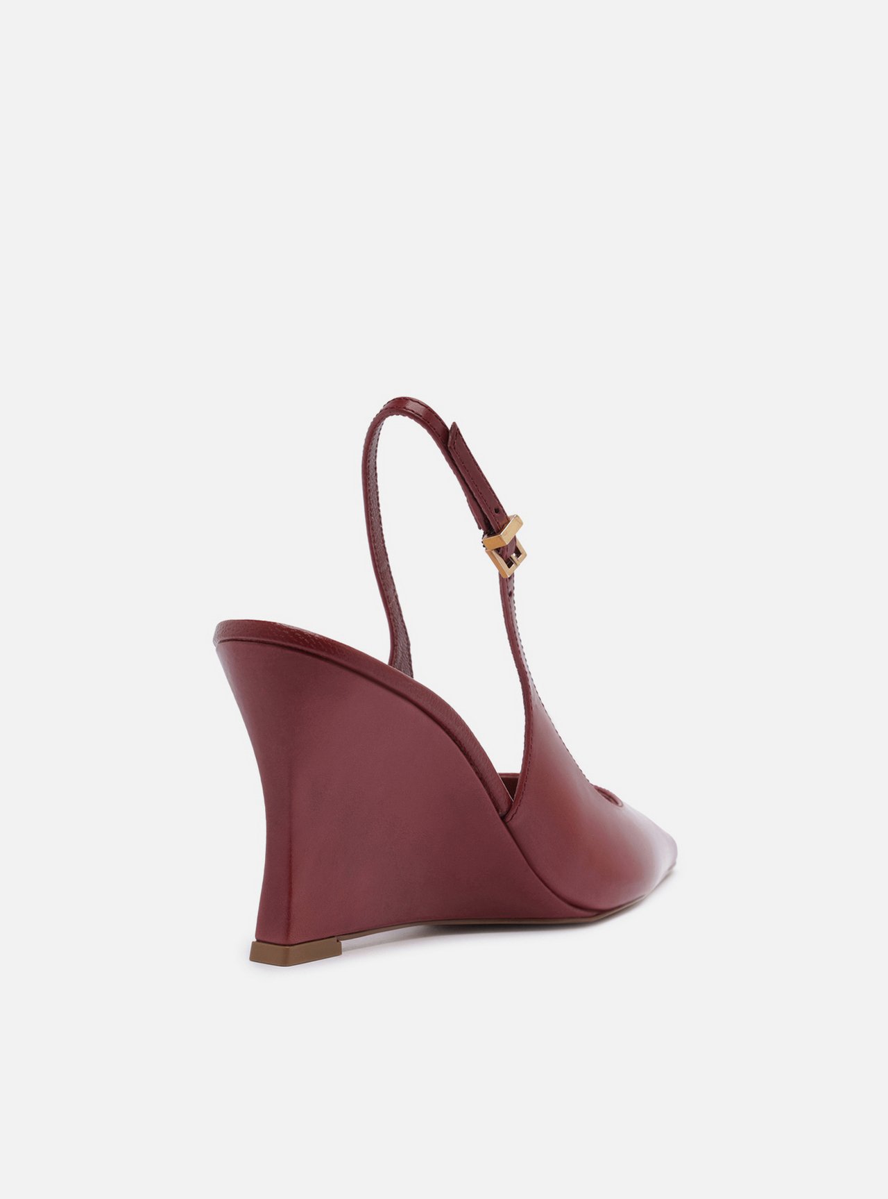 Scarpin Bordô Couro Salto Alto Anabela Slingback — foto 3