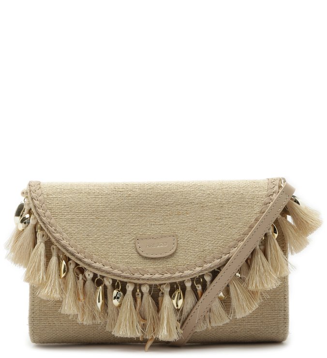 Clutch Palha Lilian Pequena Natural e Porcelana