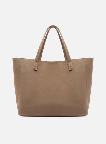 Arezzo — Bolsa Shopping Marrom Couro Grande Granulada