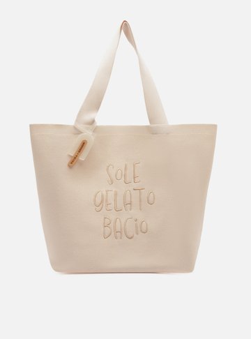 Bolsa Shopping Off-White Crochê Grande Brizza Bacio Di Latte