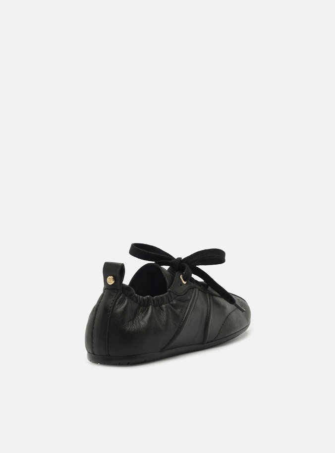 Tênis Preto Couro Sola Baixa Elástico