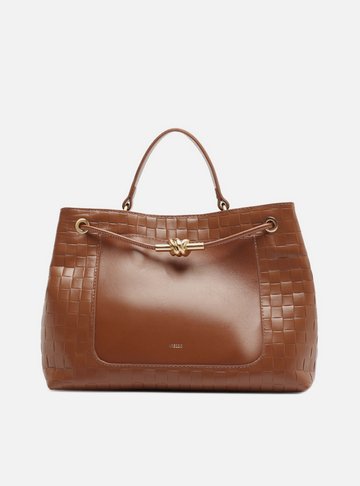 Arezzo — Bolsa Tote Marrom Couro Helena Grande Nó