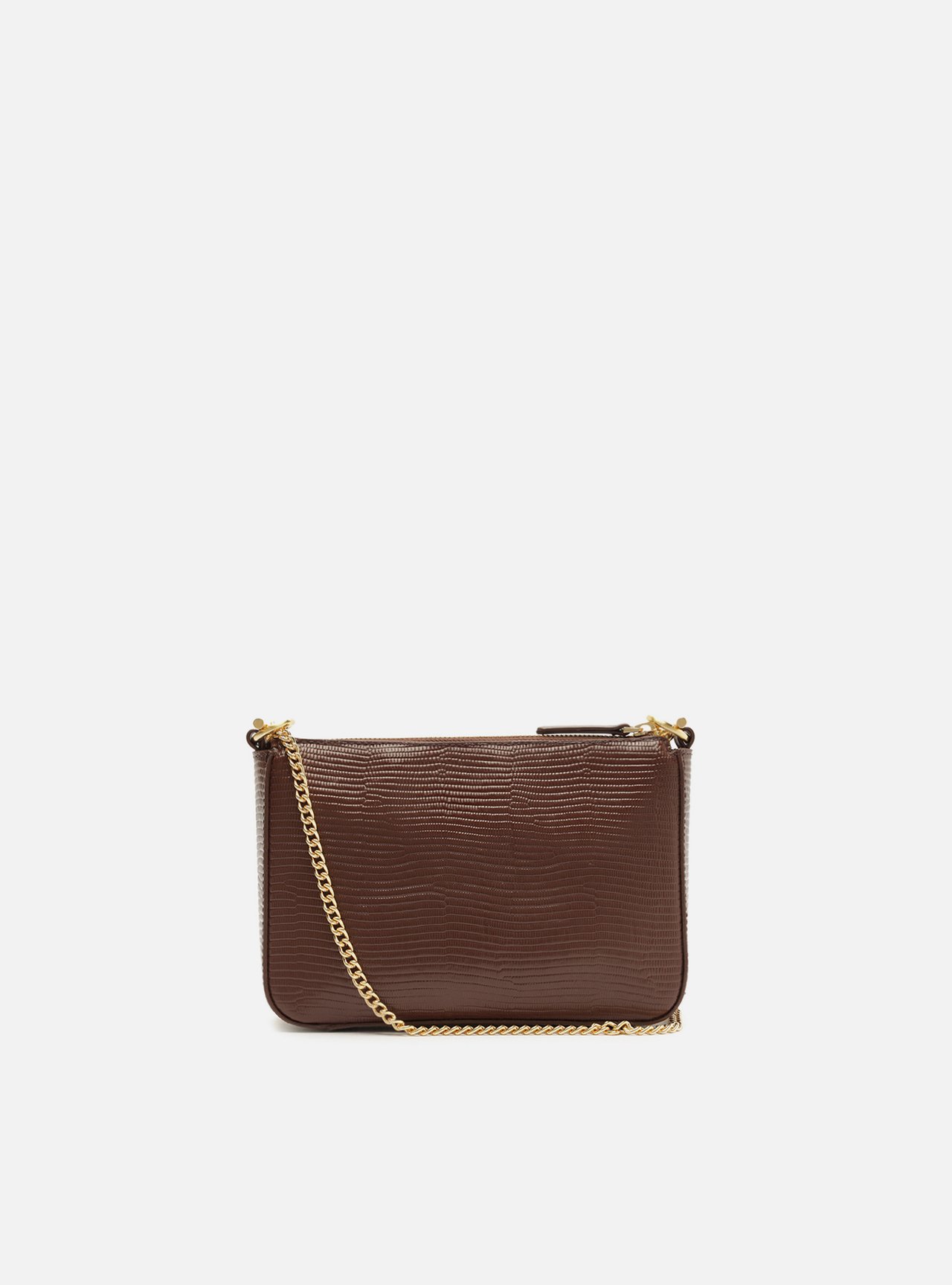 Bolsa Tiracolo Marrom Couro Pequena Corrente — foto 3