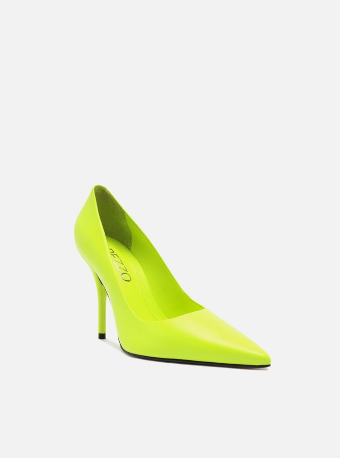 Scarpin Verde Lima Couro Salto Alto Bico Fino