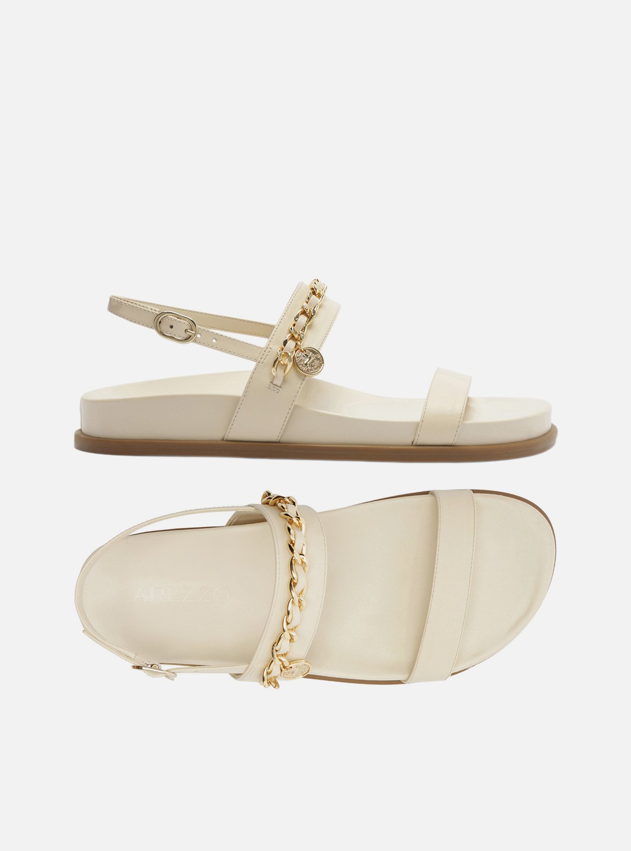 Sandália Papete Off White Couro Corrente Charm — foto 5