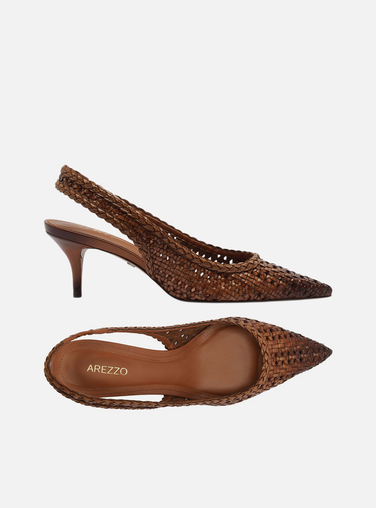 Scarpin Marrom Tressê Salto Fino Slingback — foto 5