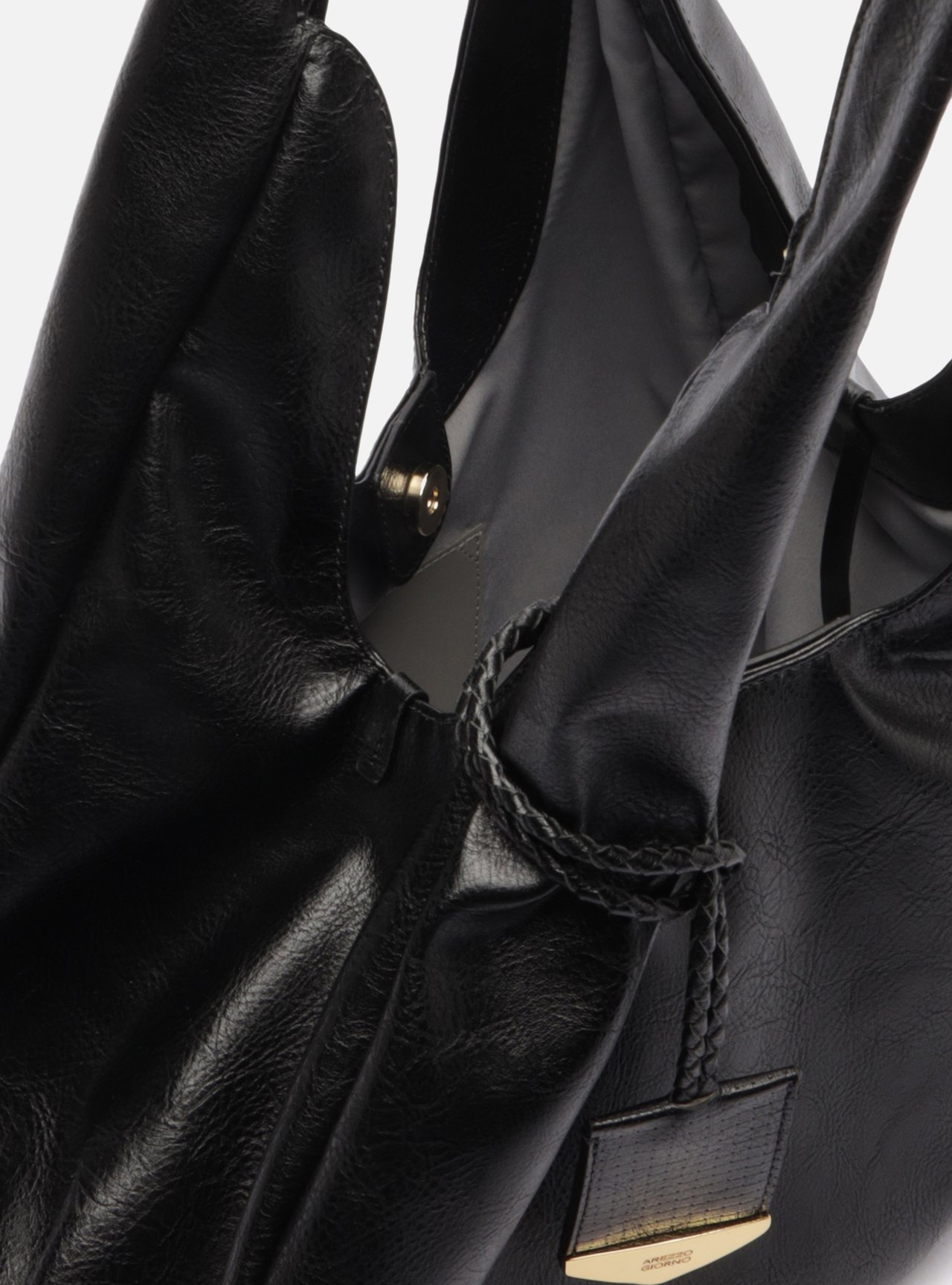 Bolsa Hobo Preta Grande Bag Charm Tressê — foto 4