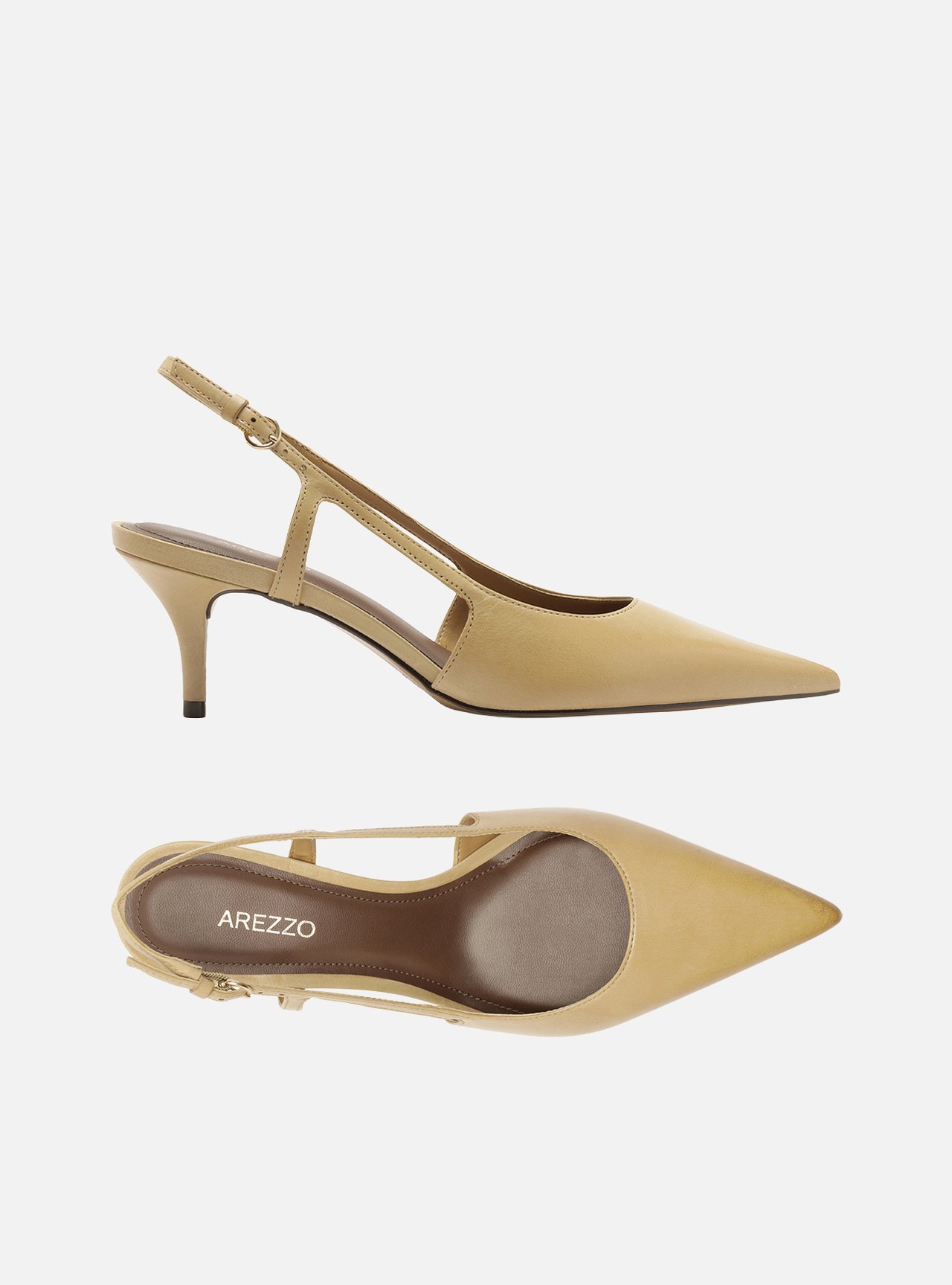 Scarpin Marrom Couro Salto Fino Fivela Slingback — foto 5