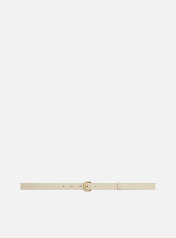 Cinto Off White Couro Fino Fivela Arredondada