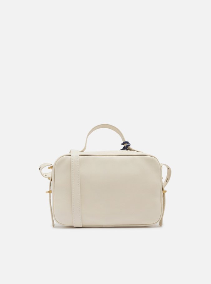 Bolsa Tiracolo Branca Couro Média Charm Azul