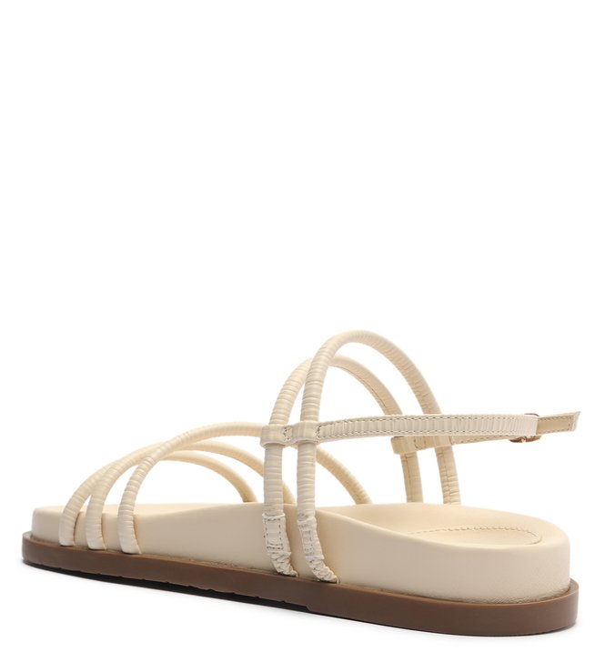Papete Off-White Couro Tiras Bombadas