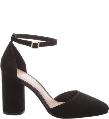 Sapato Salto Bloco Pulseira Nobuck Preto