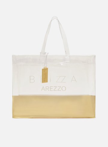 Bolsa Shopping Dourada Vinil Liz Logo Grande