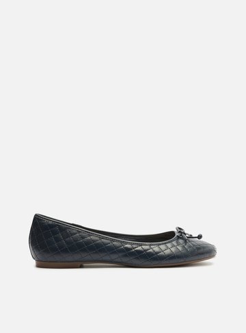 Sapatilha Azul Navy Matelassê Bico Redondo Laço