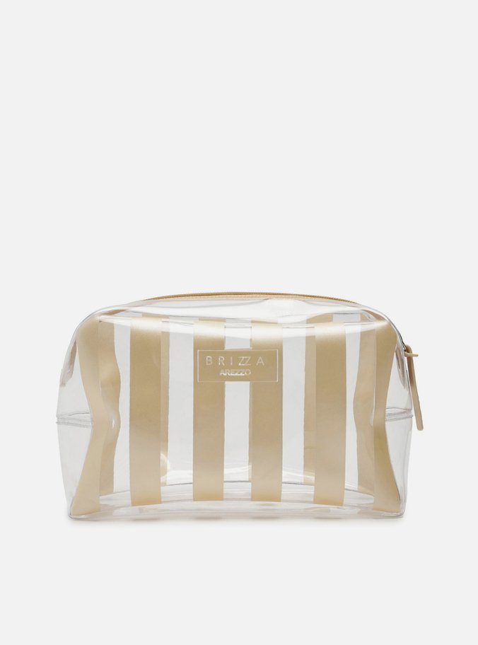 Necessaire Dourada Listras Vinil Brizza
