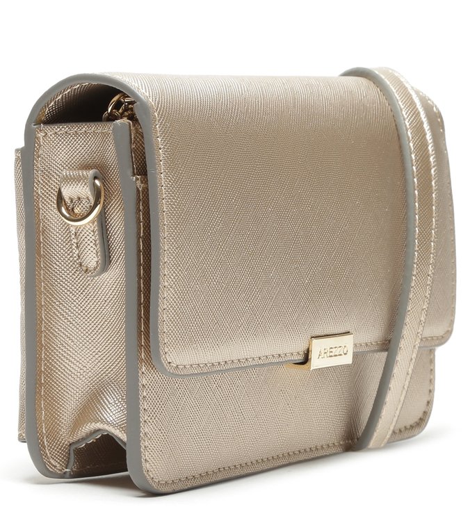 Bolsa Tiracolo Dourada Pequena Platino