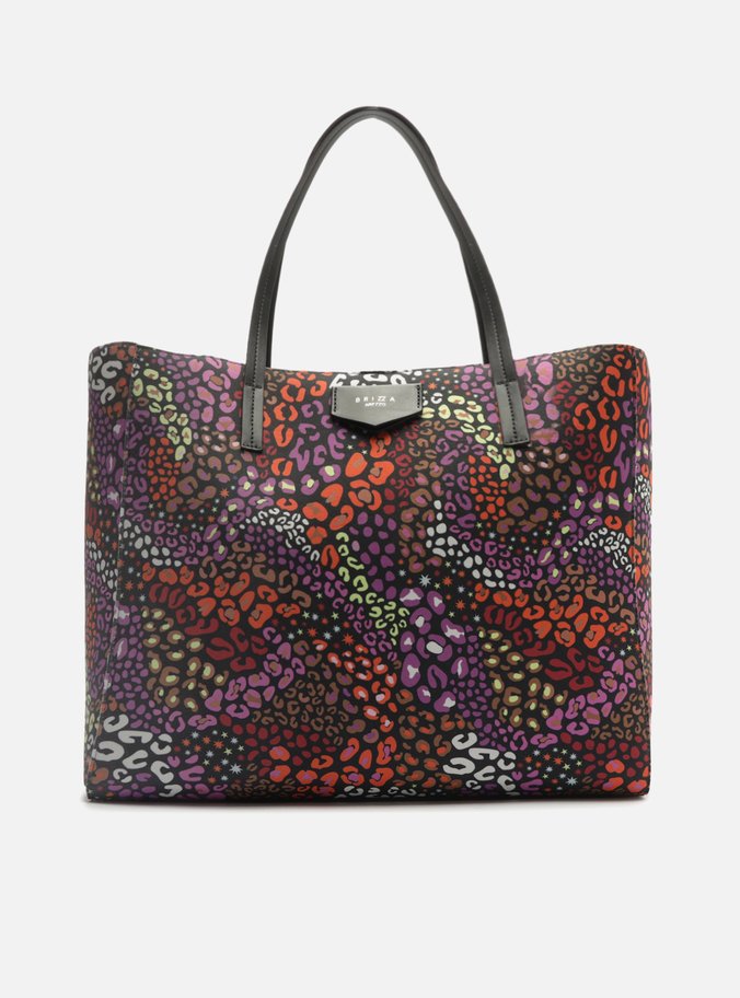 Bolsa Shopping Preta Estampada Dona Grande Brizza