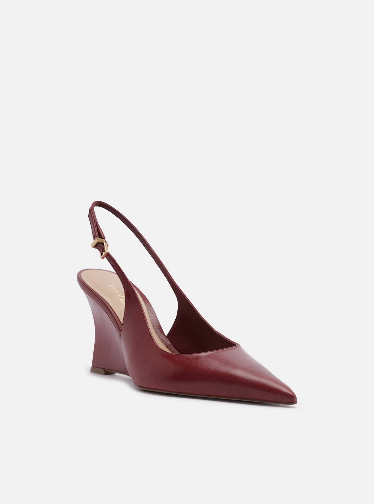 Scarpin Bordô Couro Salto Alto Anabela Slingback — foto 2