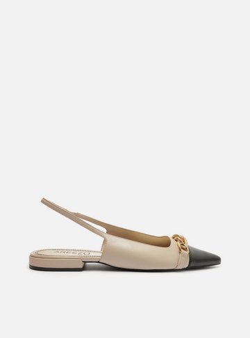 Sapatilha Off-White Couro Bico Fino Slingback Branca