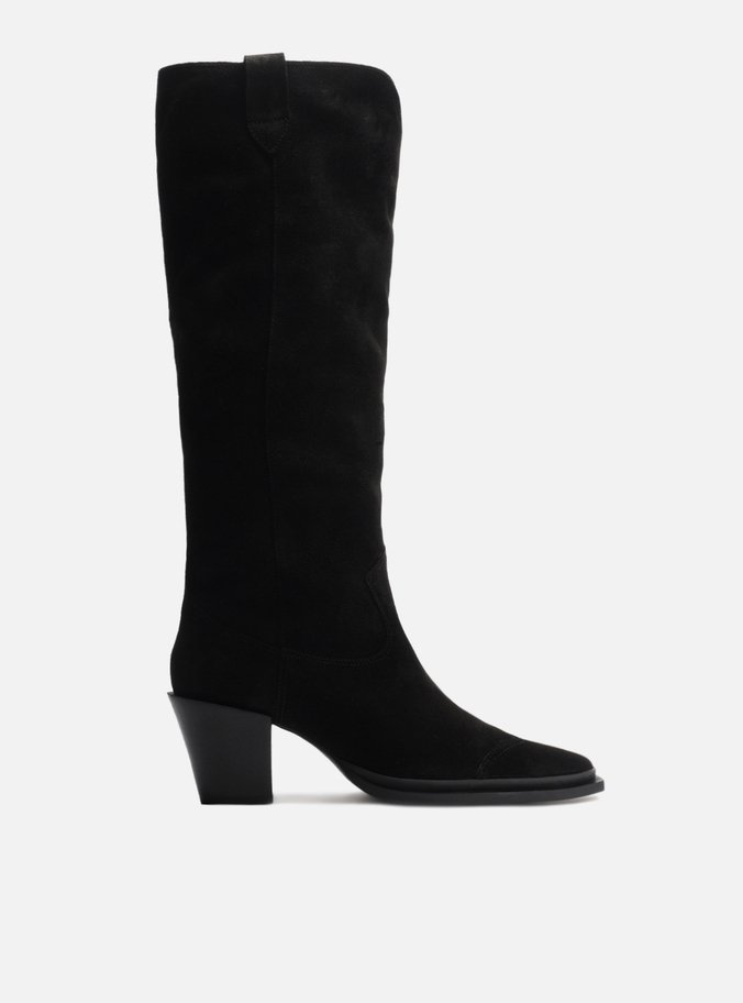 Bota Preta Acamurçada Cano Longo Western