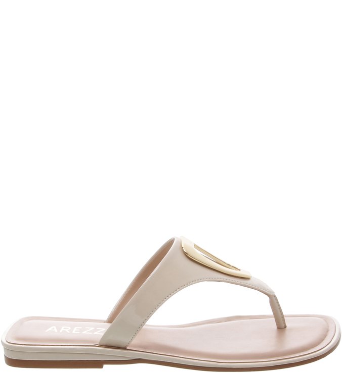 Rasteira Metal Verniz Off White