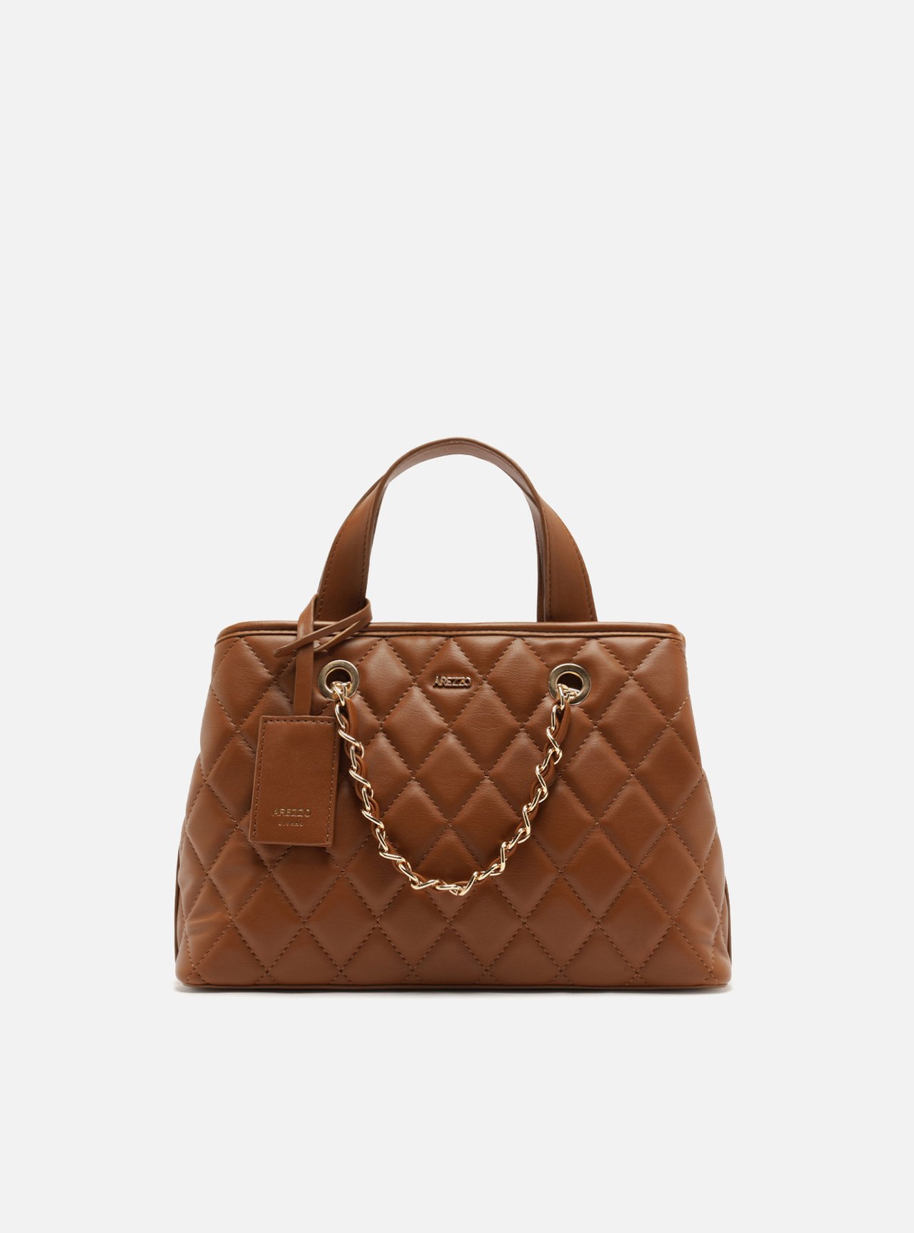 Bolsa Tote Marrom Média Matelassê Corrente — foto 1