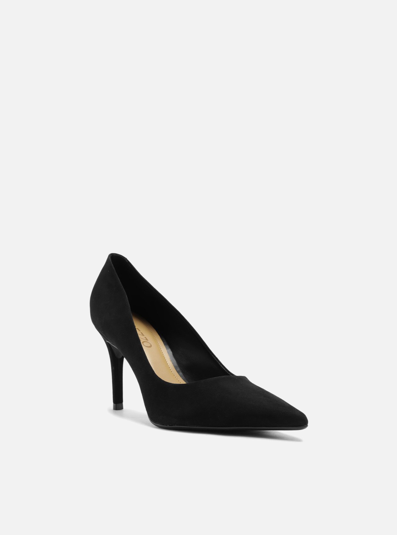 Scarpin Preto Nobuck Salto Fino Bico Fino — foto 2
