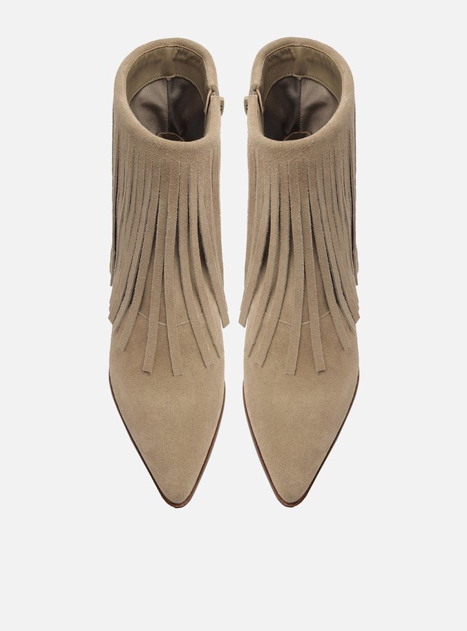 Bota Cinza Acamurçada Cano Curto Western Franjas