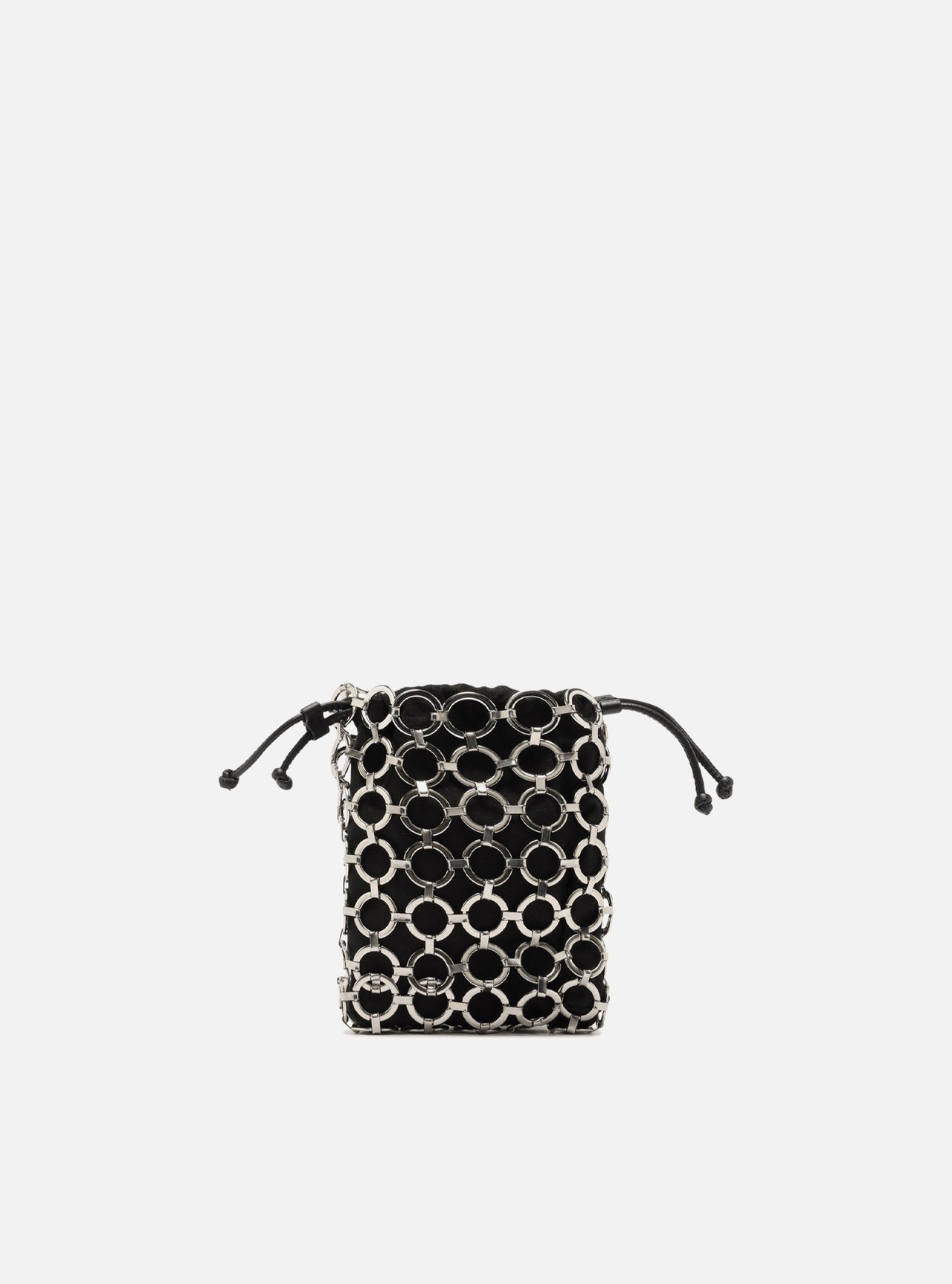 Mini Bag Tiracolo Preta Porta-Celular Suede Argolas — foto 1