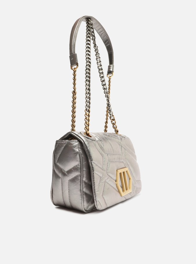 Bolsa Tiracolo Prata Couro Emma Sporty Média