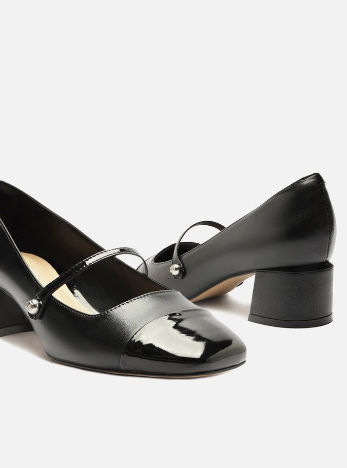 Sapato Boneca Preto Couro Cap Toe Verniz