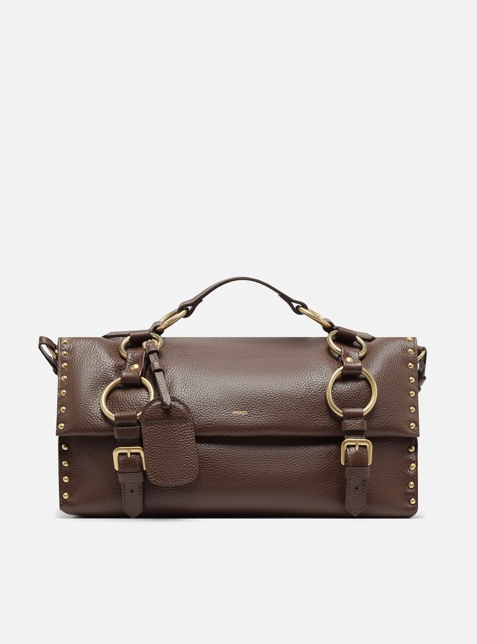 Bolsa Satchel Marrom Couro Cora Grande
