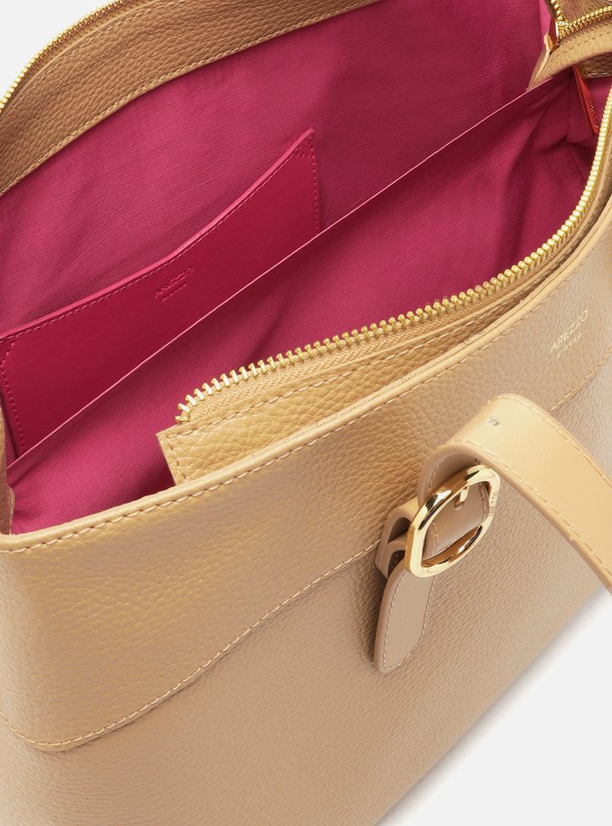 Bolsa Tote Bege Média Alças Fivelas