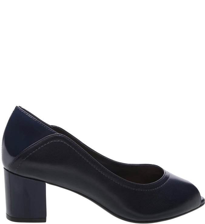 Scarpin Soft Salto Baixo Peep Toe Blue Mist