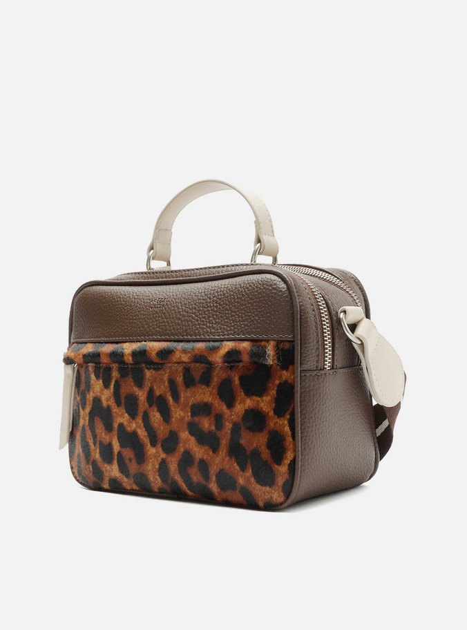 Bolsa Tiracolo Marrom Prione Média Animal Print