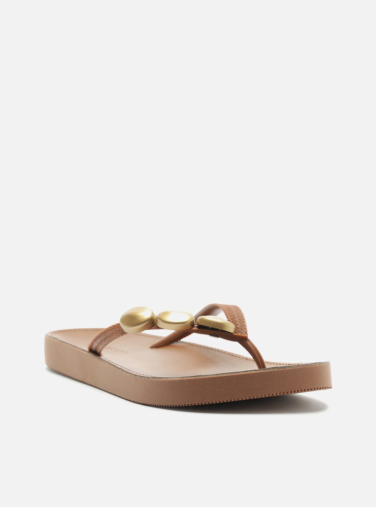 Chinelo de Dedo Marrom Plataforma Metais Brizza — foto 2