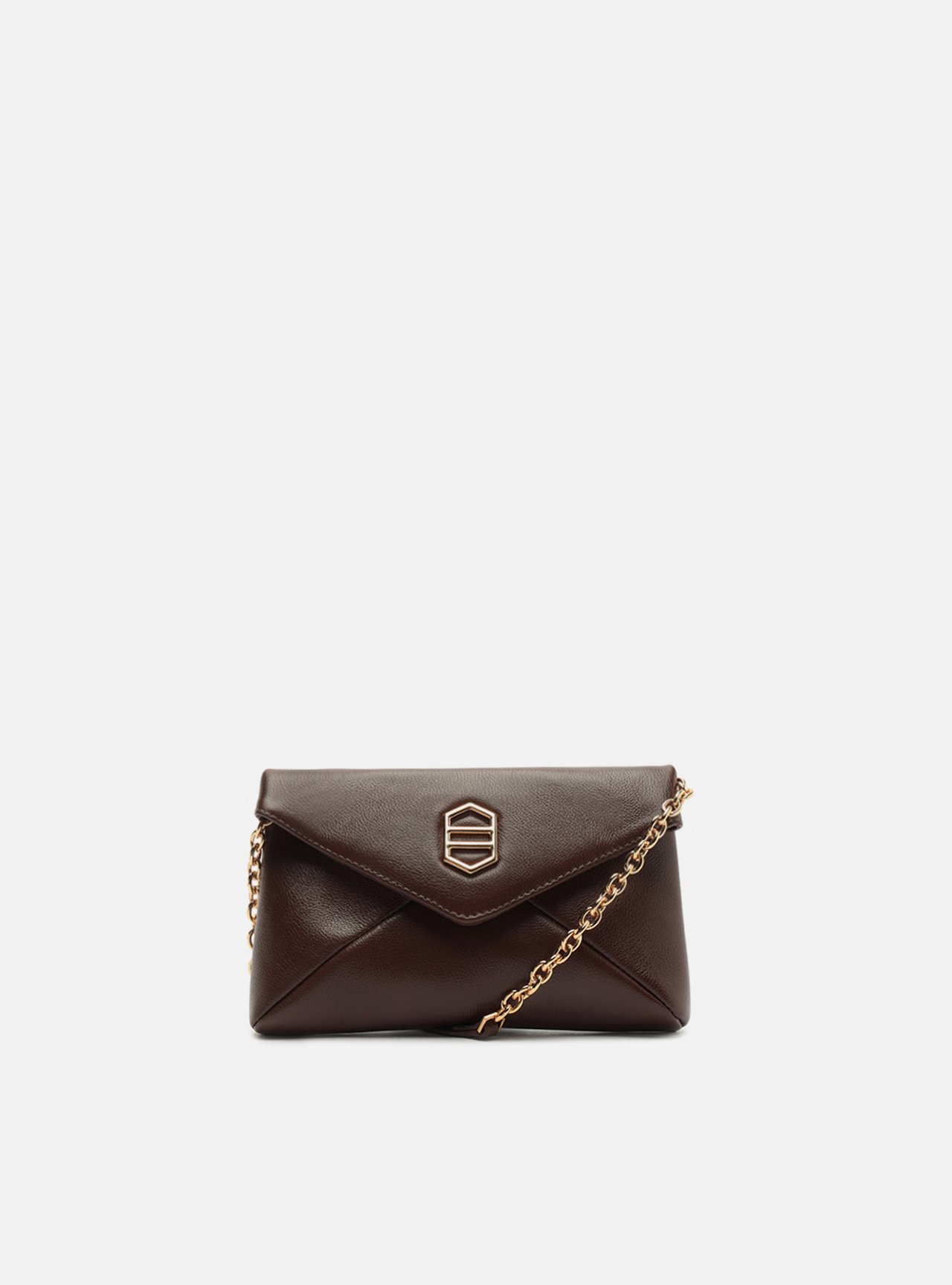Bolsa Tiracolo Marrom Couro Pequena Corrente — foto 1