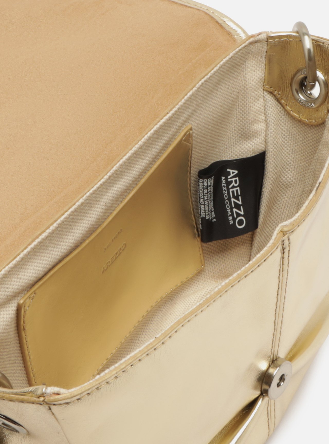 Bolsa Tiracolo Dourada Couro Média Laço — foto 4