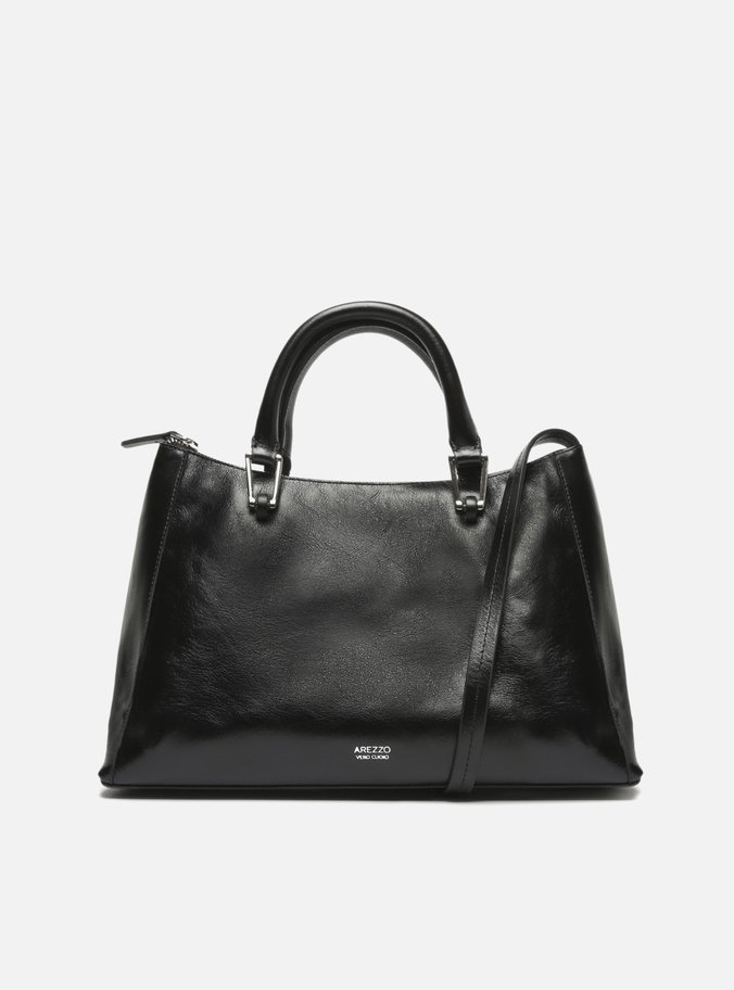 Bolsa Tote Preta Couro Rachel Grande
