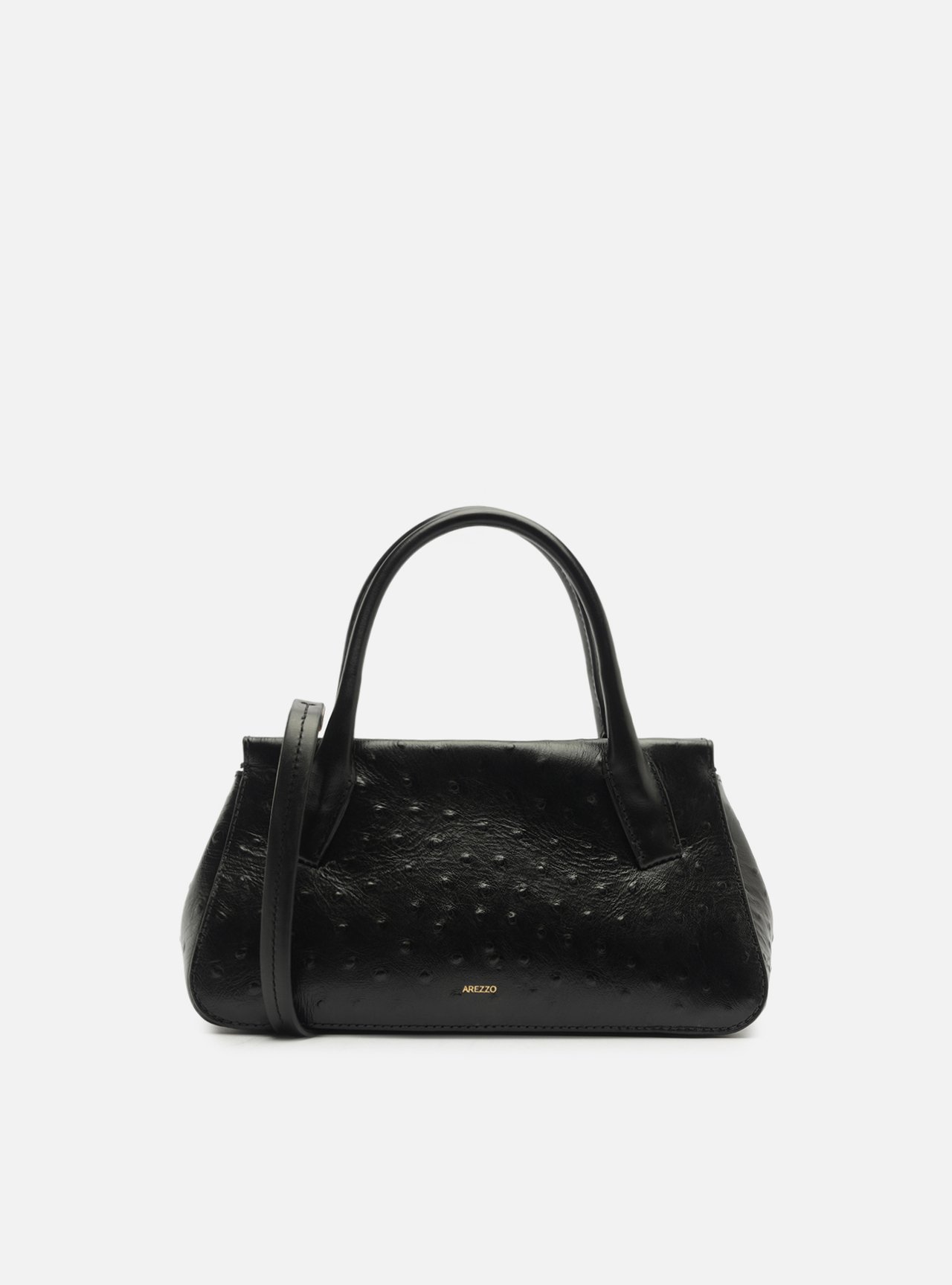 Bolsa Tote Preta Couro Média Metais Textura — foto 3