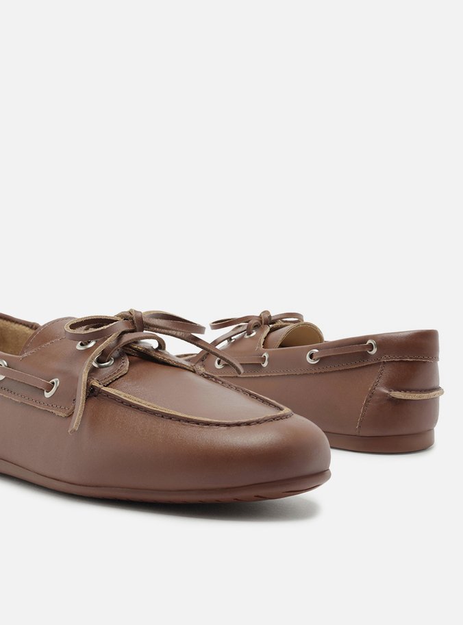 Mocassim Dockside Marrom Couro Amarração
