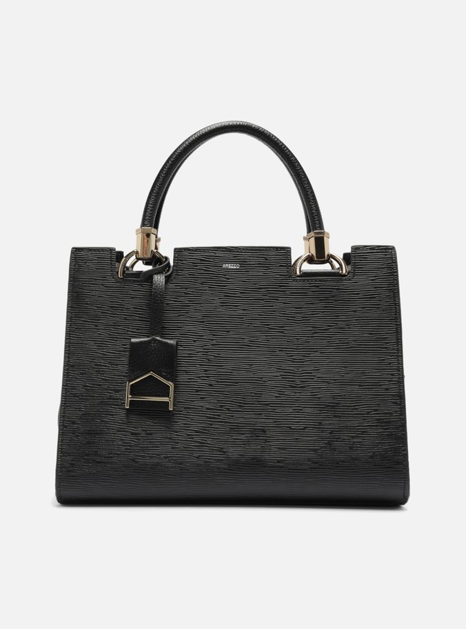 Bolsa Tote Preta Couro Abraccio Grande