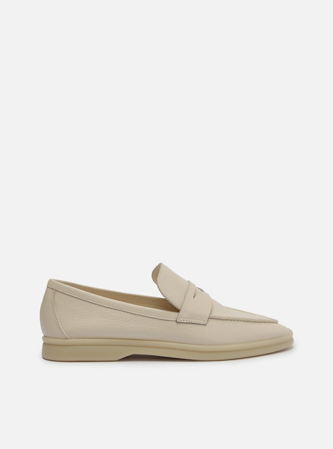 殿堂 Mocassim Off-White Couro Bico Redondo Tira | Arezzo 帽子