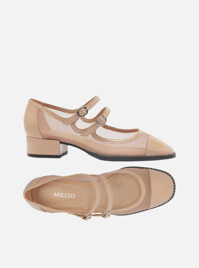 Sapato Boneca Rosa Tela Bloco Cap Toe