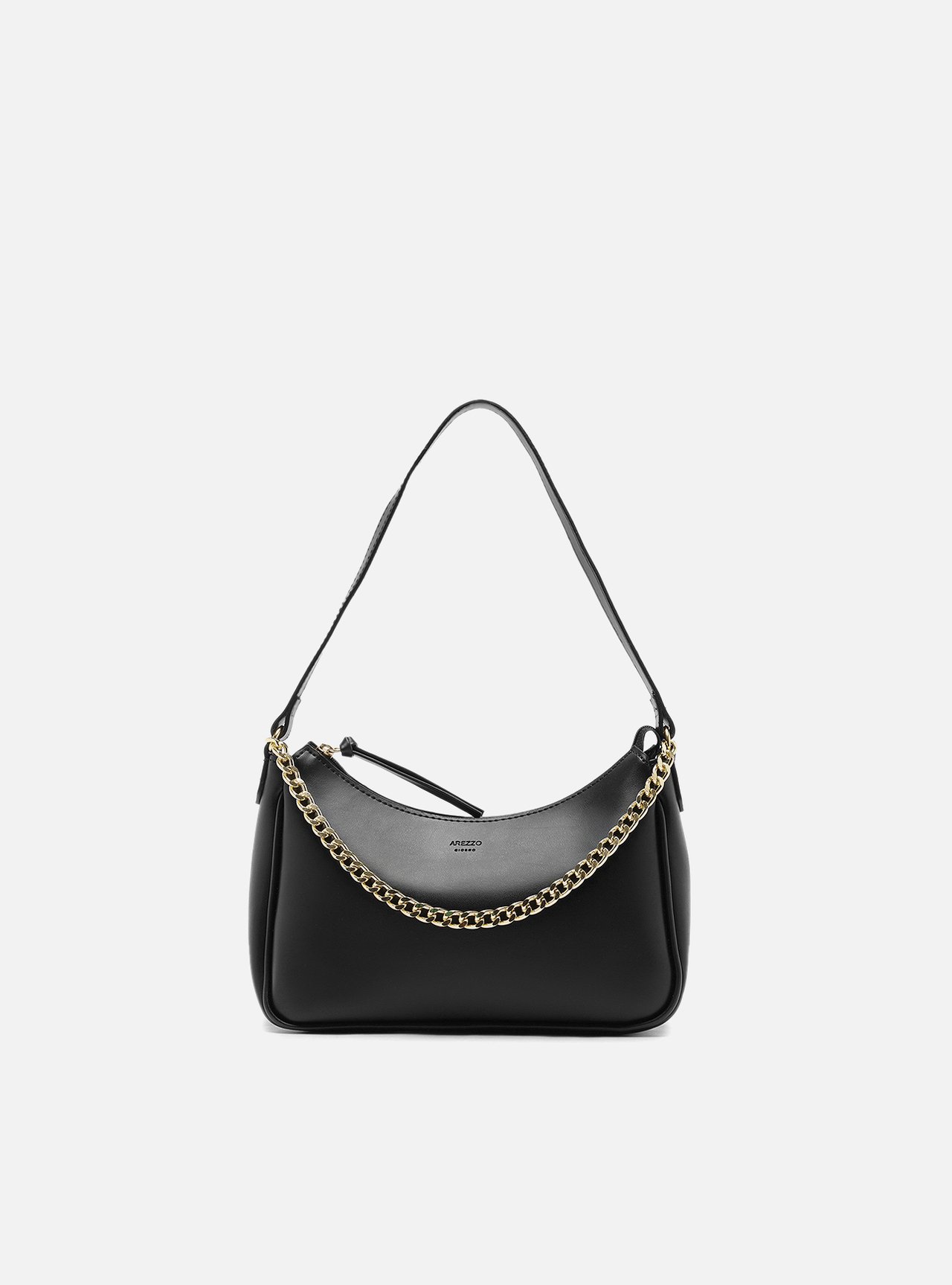 Bolsa Shoulder Preta Pequena Corrente Dourada — foto 1