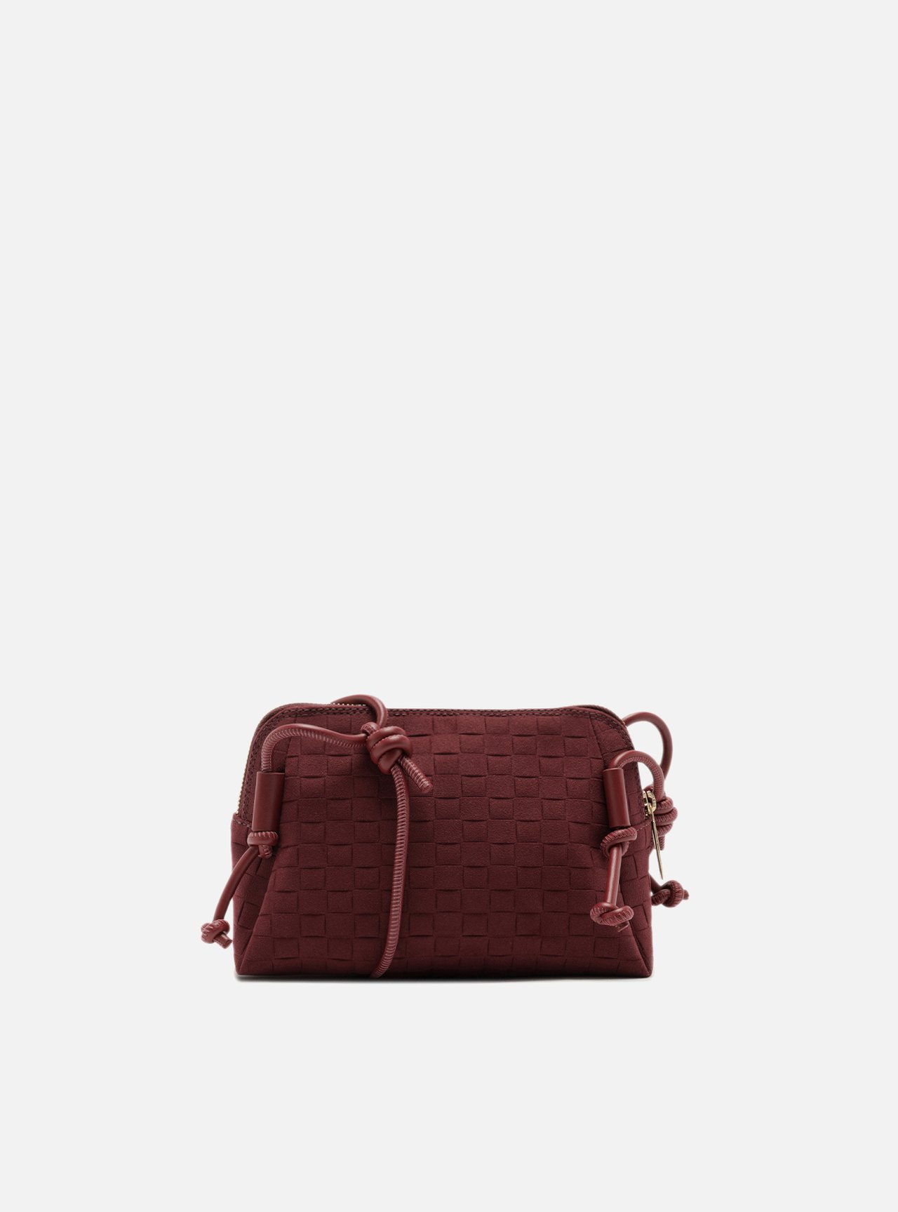 Bolsa Tiracolo Bordô Camurça Tressê Pequena — foto 3