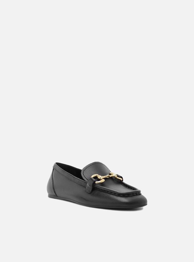 Mocassim Preto Couro Bico Quadrado Bridão