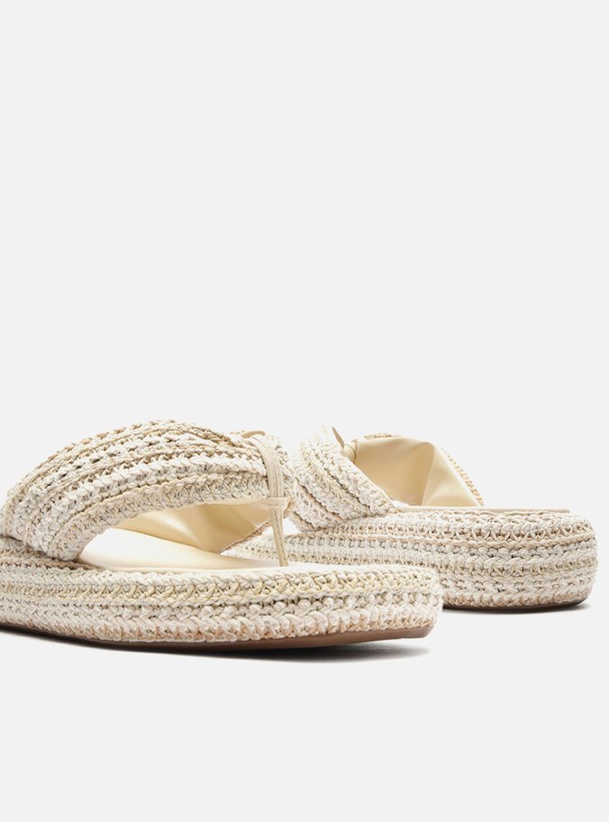 Sandália Off-White Crochê Flatform Flip Flop
